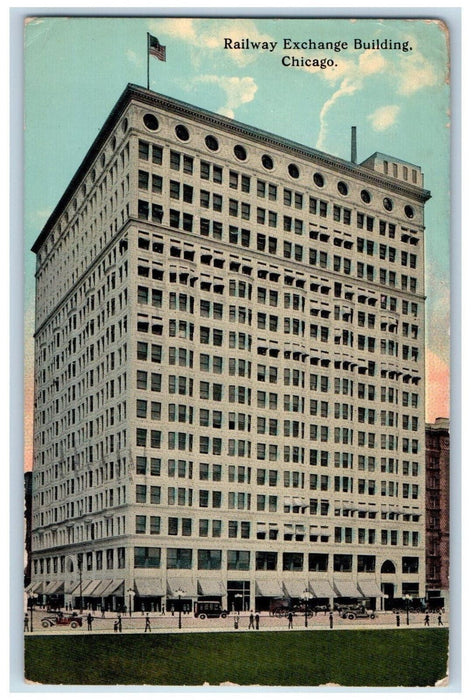 1913 Railway Exchange Building Exterior Chicago Illinois IL Antique Postcard