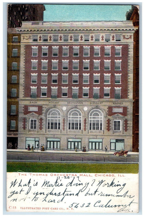 1907 The Thomas Orchestra Hall Building Chicago Illinois IL Antique Postcard