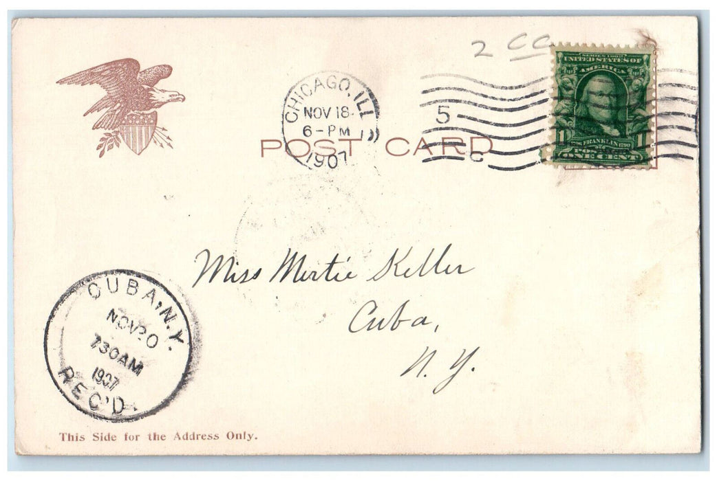 1907 The Thomas Orchestra Hall Building Chicago Illinois IL Antique Postcard