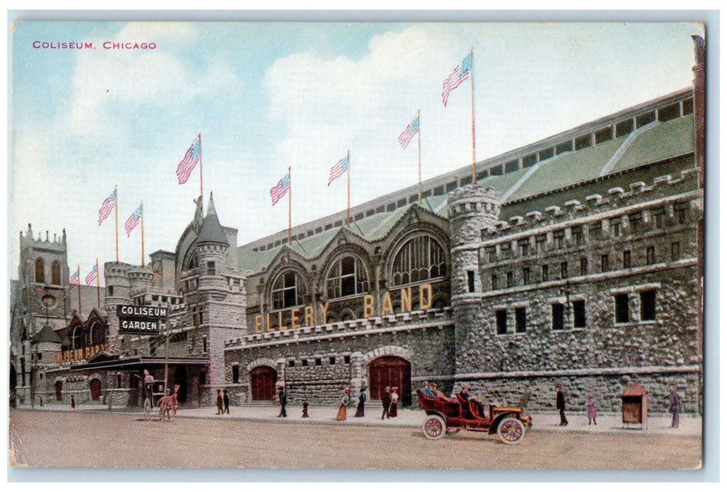 View Of Ellery Band Coliseum Garden Chicago Illinois IL Antique Postcard