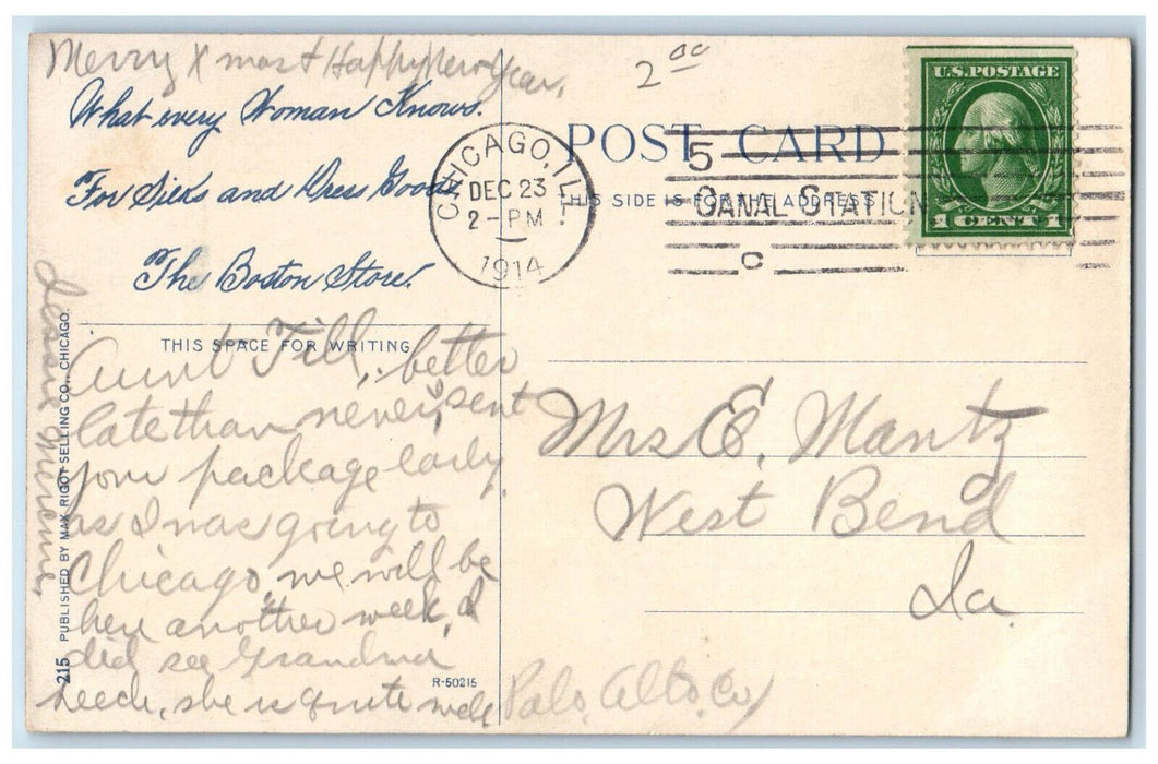 1914 Boston Store Building Exterior Scene Chicago Illinois IL Antique Postcard