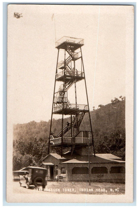 Observation Tower Car Indian Head New Hampshire NH Vintage RPPC Photo Postcard