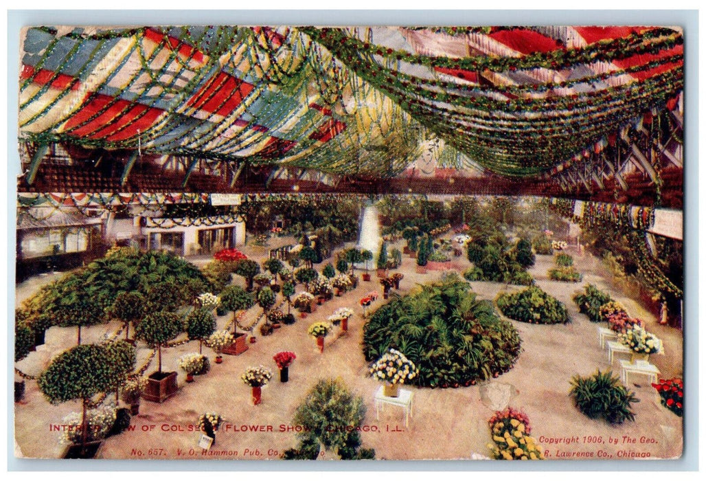 1908 Interior View Of Coliseum Flower Show Chicago Illinois IL Antique Postcard