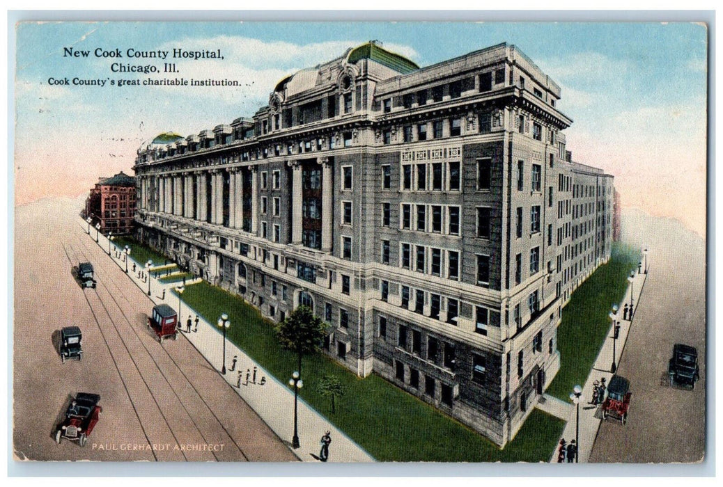 1915 View Of New Cook County Hospital Chicago Illinois IL Antique Postcard