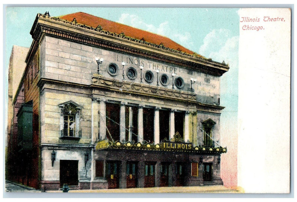 Entrance To Illinois Theatre Building Chicago IL Antique Unposted Postcard