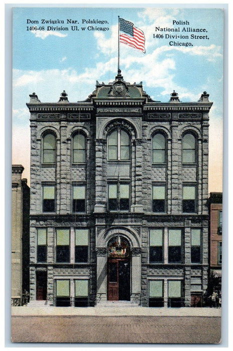 View Of Polish National Alliance Building Chicago Illinois IL Vintage Postcard
