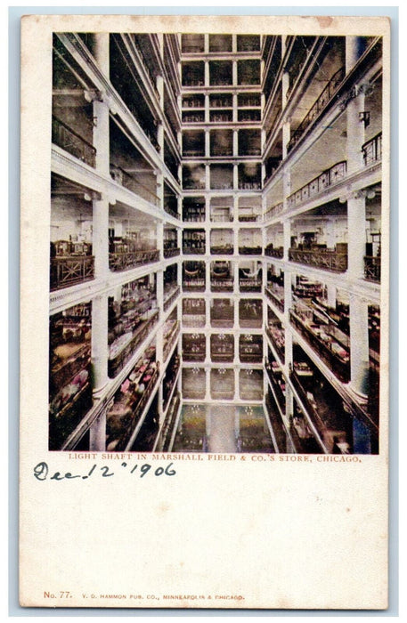 c1905 Light Shaft In Marshall Field & Co.'s Store Chicago Illinois IL Postcard