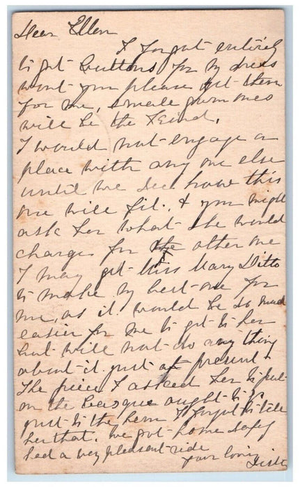 1888 Ms. Ellen Teller Hagerstown Williamsport Maryland MD Antique Postal Card