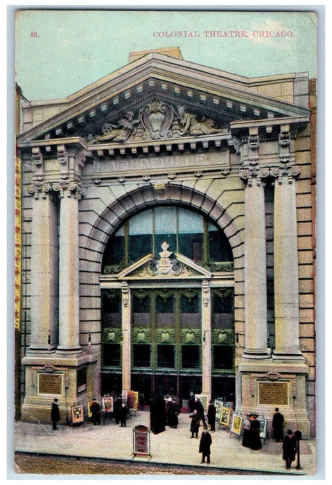 View Of Colonial Theatre Vaudeville Chicago Illinois IL Antique Postcard