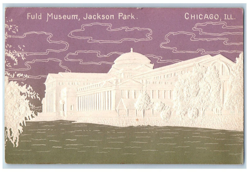 Fuld Museum Jackson Park Chicago Illinois IL Embossed Airbrushed Postcard