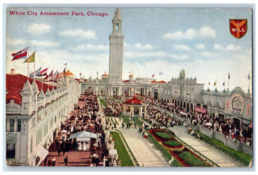 Scenic View Of White City Amusement Garden Park Chicago Illinois IL Postcard