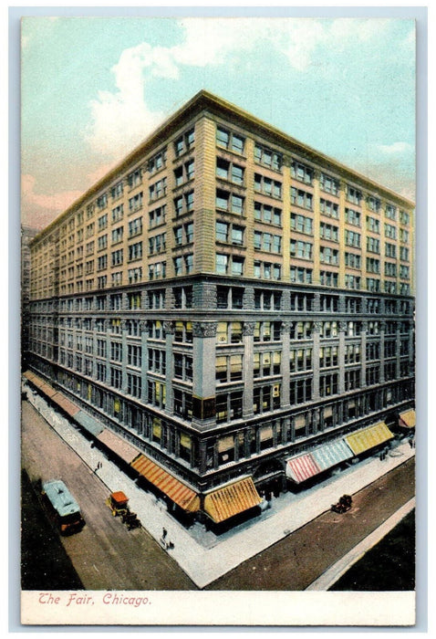 c1910's The Fair Building Stores Cars Scene Street Chicago Illinois IL Postcard