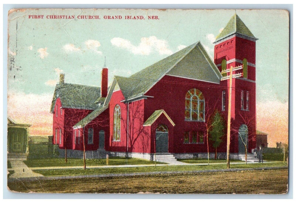 1909 First Christian Church Exterior Building Grand Island Nebraska NE Postcard