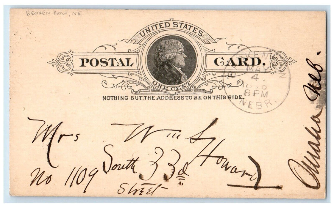 c1880's Hauled 6000 Mth WS Howard Broken Bow Nebraska NE Antique Postal Card