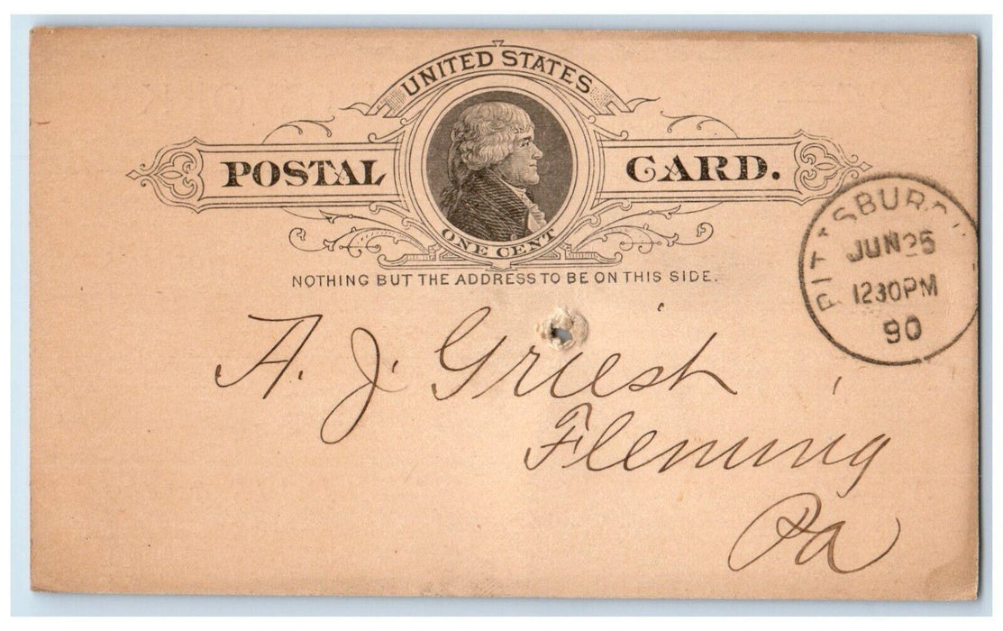 1890 Marvin's Biscuit Works Pittsburgh Pennsylvania PA Antique Postal Card