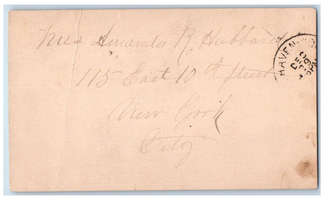 1888 Second National Bank Mrs. Amanda Hubbard New York City NY Postal Card
