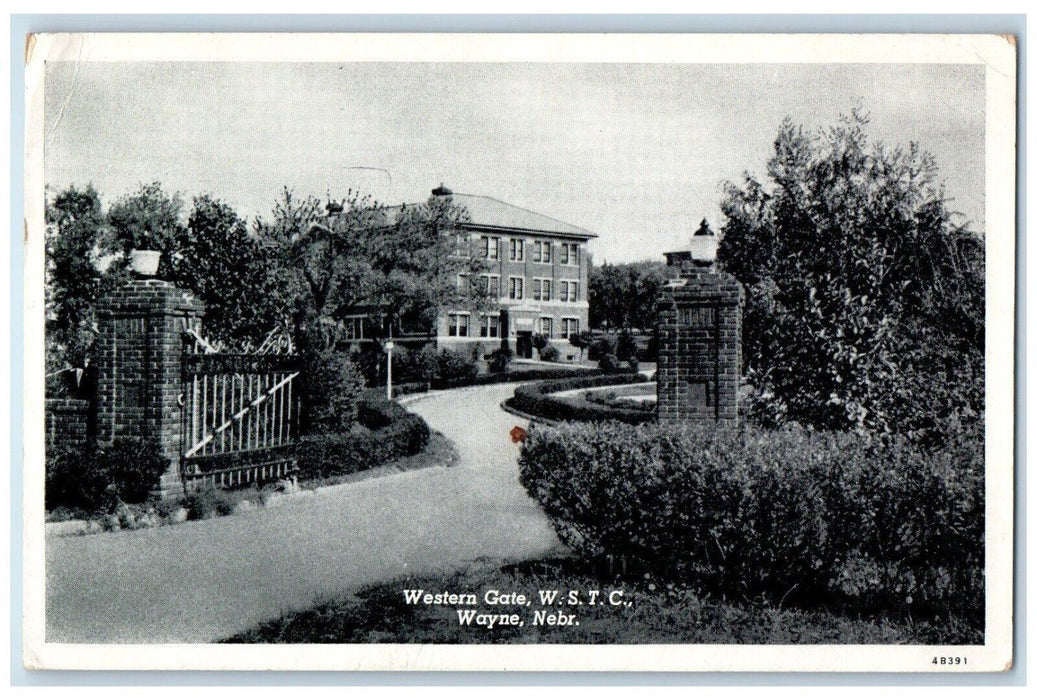 1915 Western Gate WSTC Exterior Building Garden Entrance Wayne Nebraska Postcard