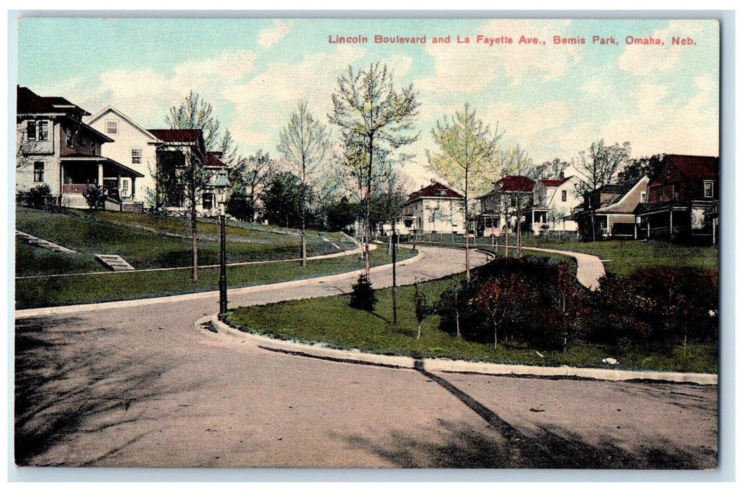 c1910 Lincoln Boulevard La Fayette Avenue Bemis Park Omaha Nebraska NE Postcard