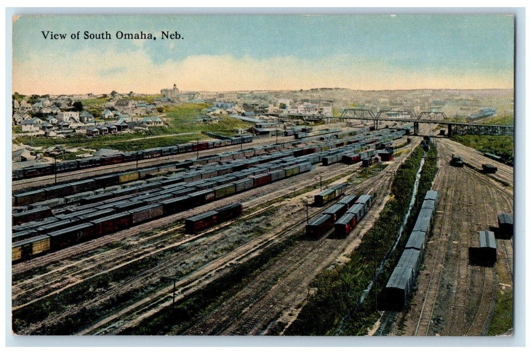 c1910 View South Train Station Cargo Bridge Exterior Omaha Nebraska NE Postcard
