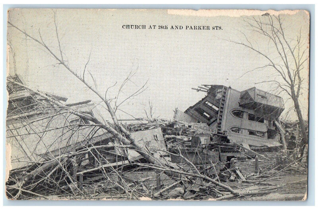 c1905 Church 28th Parker Streets Disaster Calamity Flood Omaha Nebraska Postcard