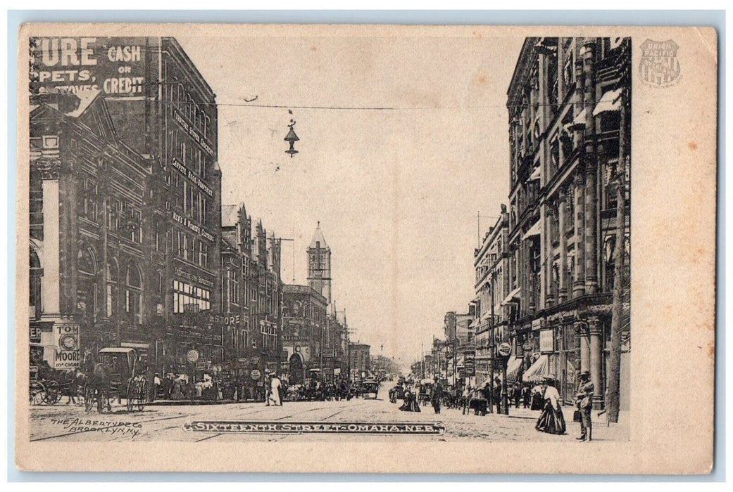 1910 Sixteenth Street Exterior Building Horse Carriage Omaha Nebraska Postcard