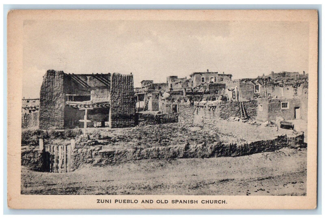 c1940 Zuni Pueblo Old Spanish Church Calamity Disaster Omaha Nebraska Postcard