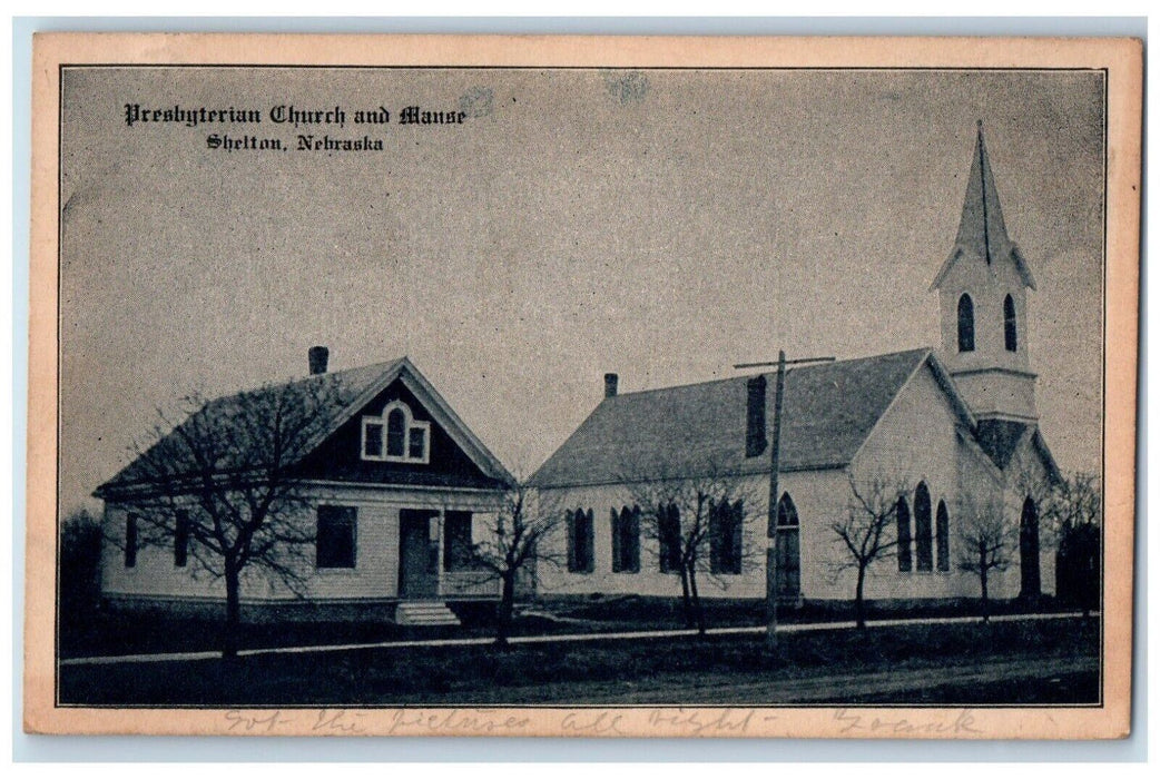 1907 Presbyterian Church Manse Exterior Building Road Shelton Nebraska Postcard
