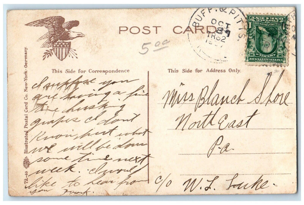 1907 U.S. Monitor Terror Steamer World War Navy Battleship Buff Pitts Postcard