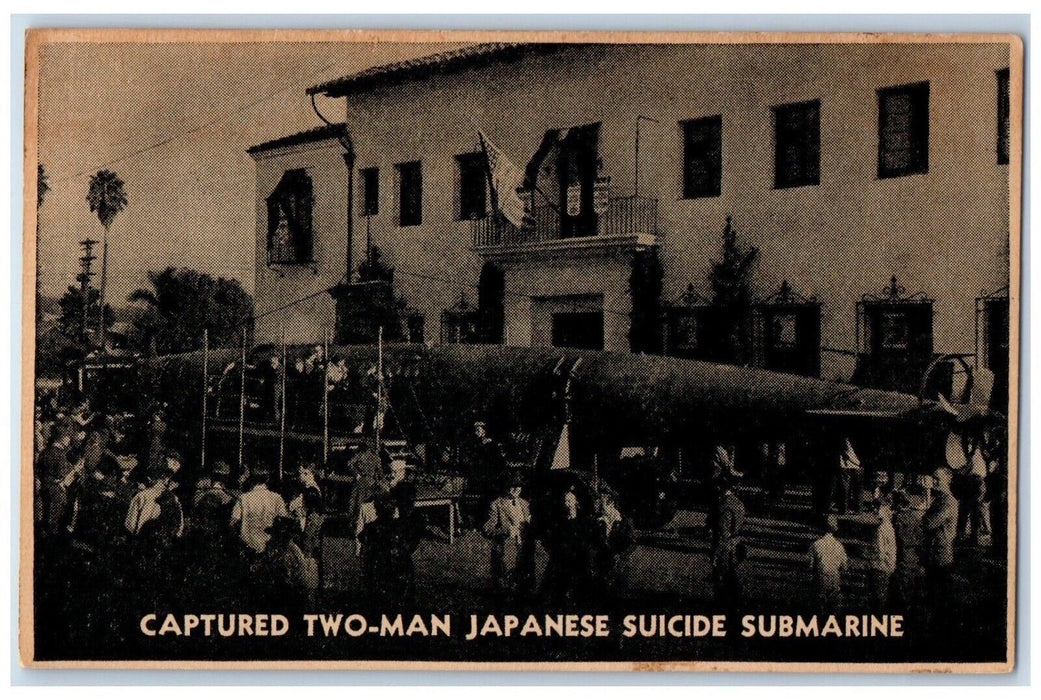 c1941 Captured Two-Man Japanese Suicide Submarine Oahu Island World War Postcard