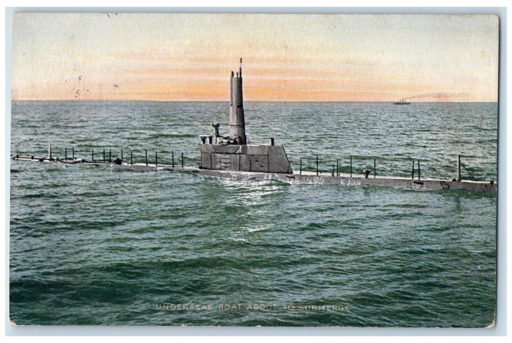 1920 Underseas Boat Submerge Submarine J.P. Holland World War Valley Postcard