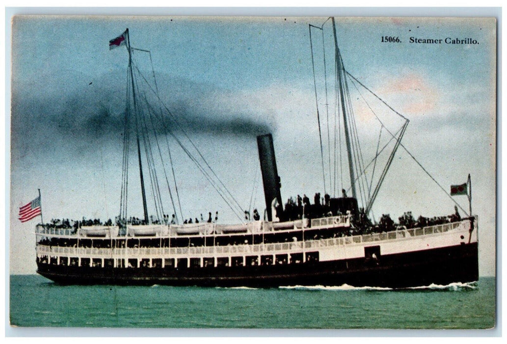 c1910 Steamer Ship Cabrillo Navy Santa Catalina Los Angeles California Postcard