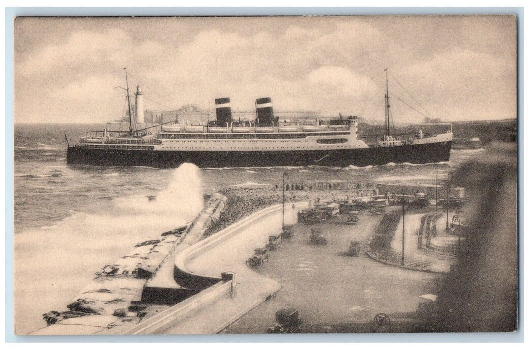 c1910 Entering Havana Harbor Turbo Electric Liner California Panama CA Postcard