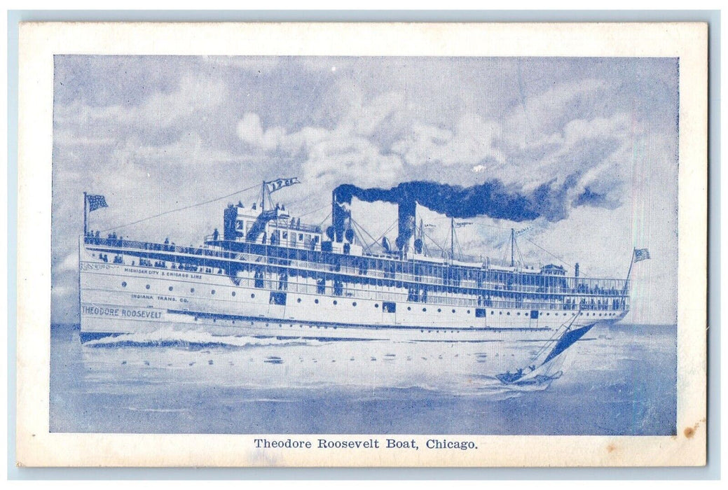 c1910 Theodore Roosevelt Boat Steamer Cruise Ship Chicago Illinois IL Postcard