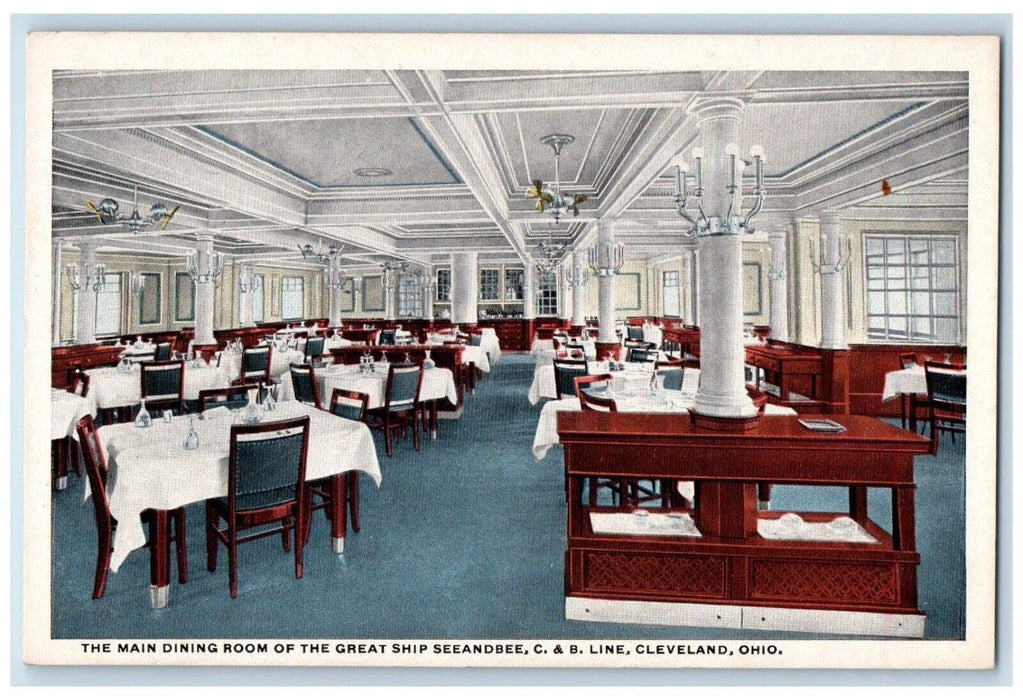 1910 Main Dining Room Great Ship Seeandbee Line Interior Cleveland Ohio Postcard