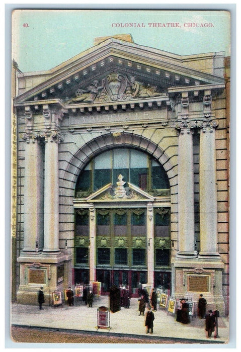 Entrance To Colonial Theatre Vaudeville Chicago Illinois IL Vintage Postcard