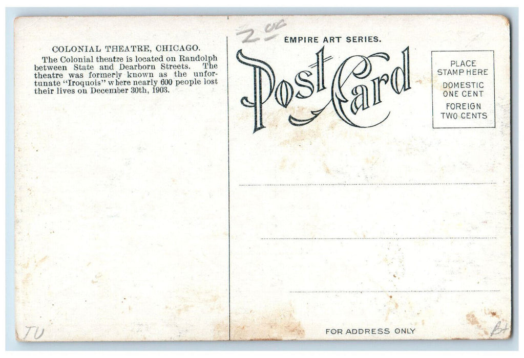 Entrance To Colonial Theatre Vaudeville Chicago Illinois IL Vintage Postcard