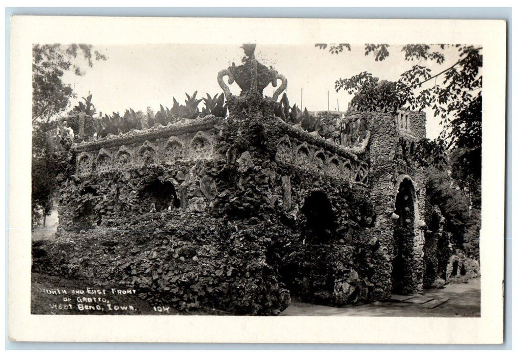 c1940's North And East Front Of Grotto West Bend Iowa IA RPPC Photo Postcard