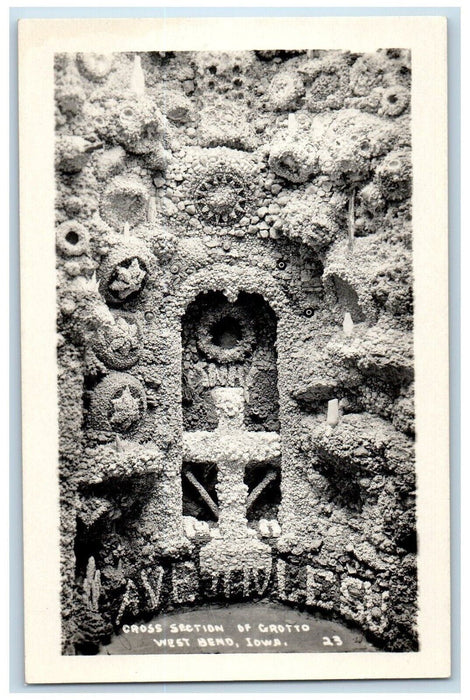 c1940's View Of Cross Section Of Grotto West Bend Iowa IA RPPC Photo Postcard