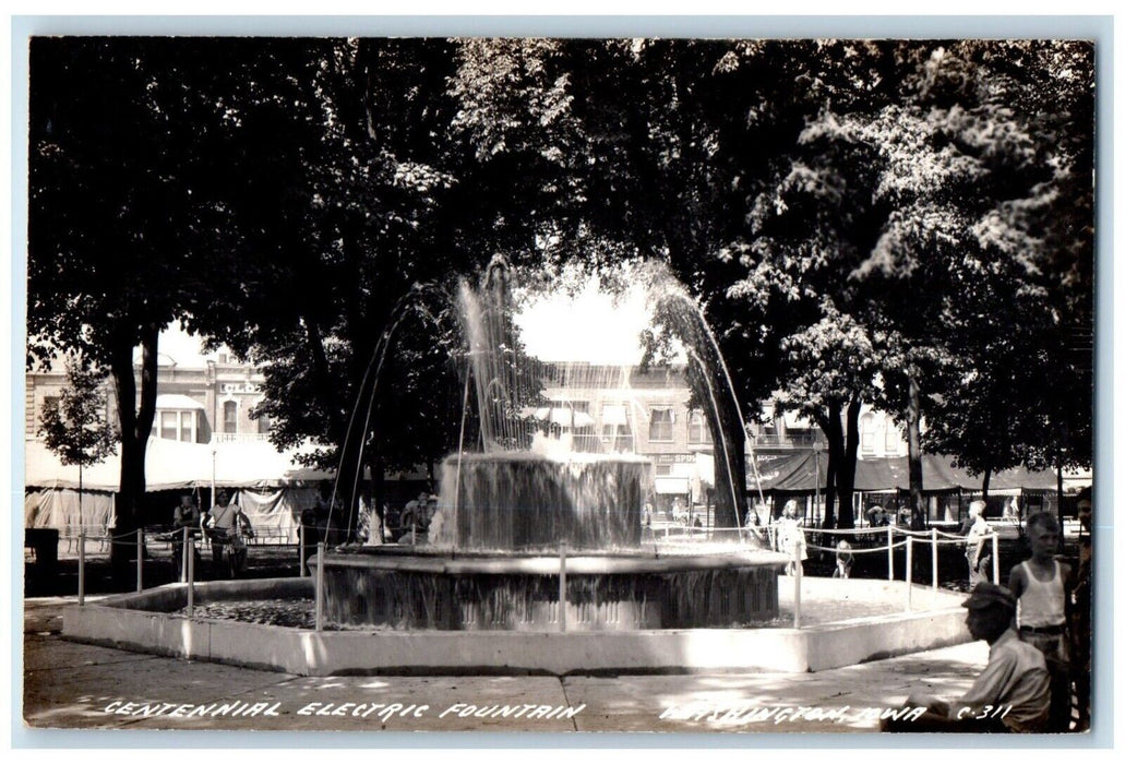 c1940's Centennial Electric Fountain Washington Iowa IA RPPC Photo Postcard