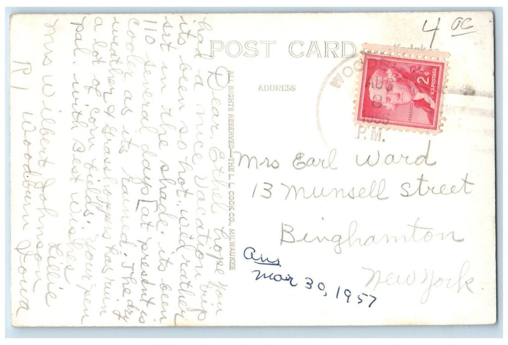 1957 Unites State Post Office Osceola Iowa IA, Water Tower RPPC Photo Postcard