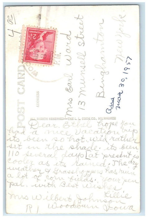 1957 Unites State Post Office Osceola Iowa IA, Water Tower RPPC Photo Postcard