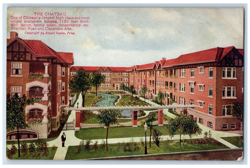 Entrance To The Chateau Apartment Houses Chicago Illinois IL Antique Postcard