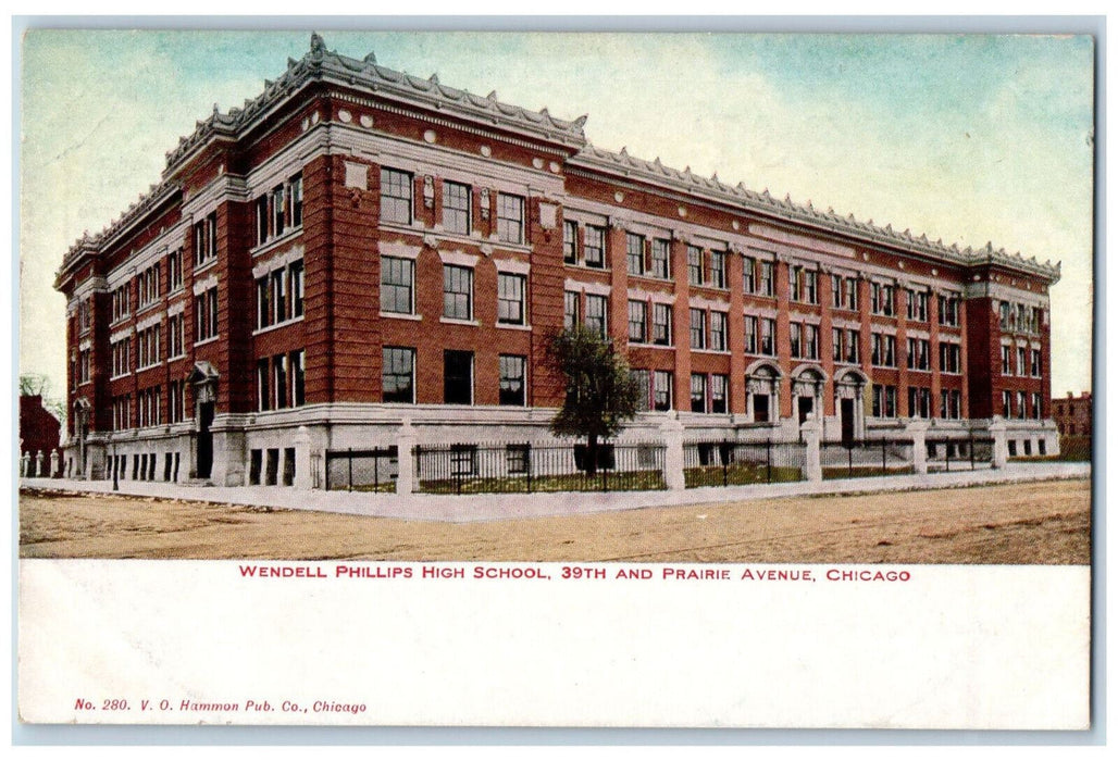 View Of Wendell Phillips High School Chicago Illinois IL Antique Postcard