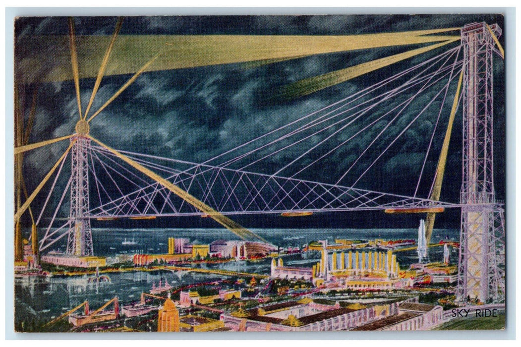 Sky Ride Steel Towers A Century Progress Exposition Chicago Illinois IL Postcard
