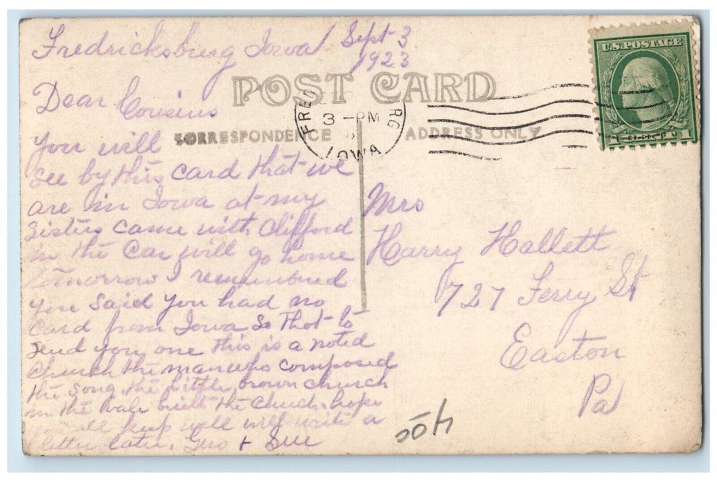 1923 The Little Brown Church Nashua Fredericksburg Iowa IA RPPC Photo Postcard
