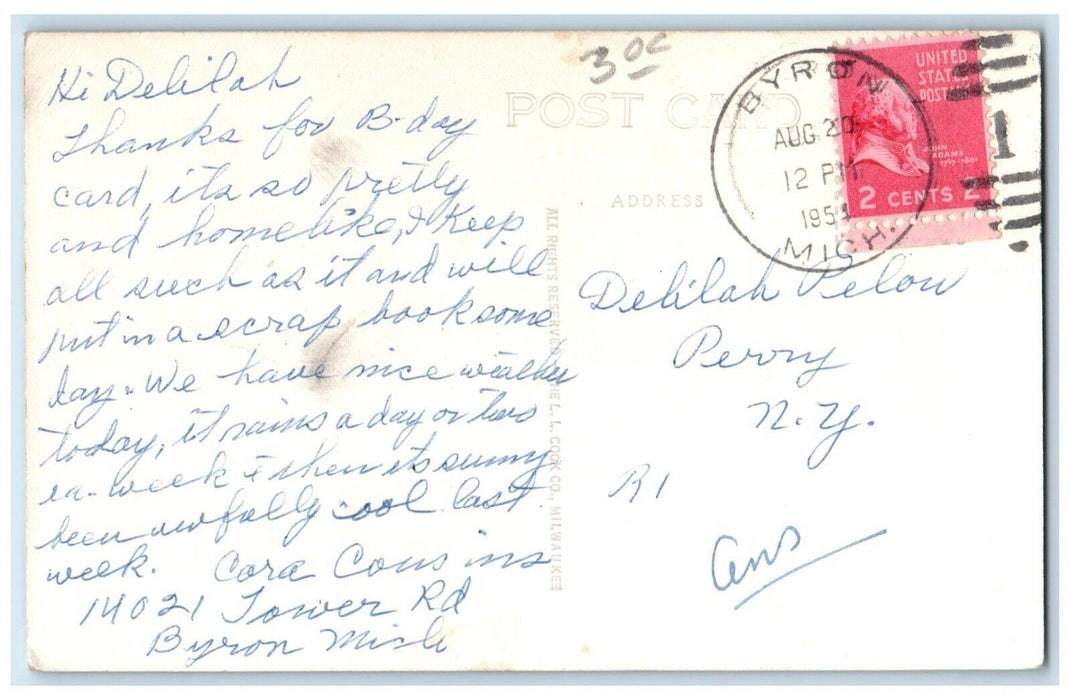 1954 Lincoln School Building Dubuque Iowa IA, Byron MI RPPC Photo Postcard