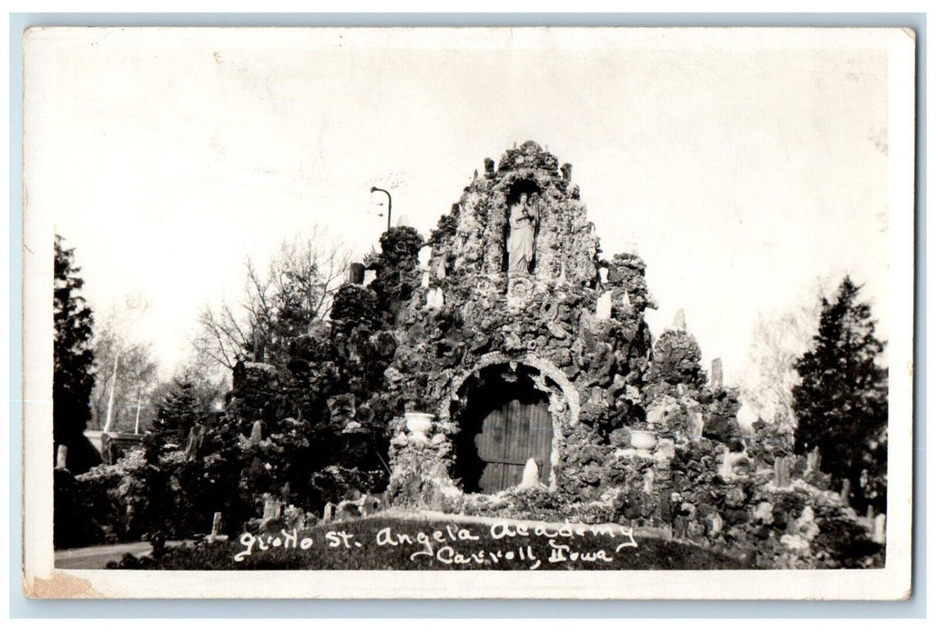 c1910's Grotto St. Angela Academy Carroll Iowa IA Antique RPPC Photo Postcard