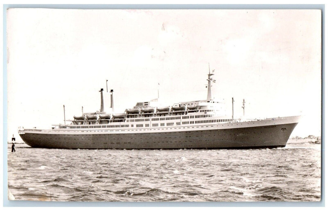 1960 DSS Rotterdam Flagship Holland America Line Ship Boat RPPC Photo Postcard