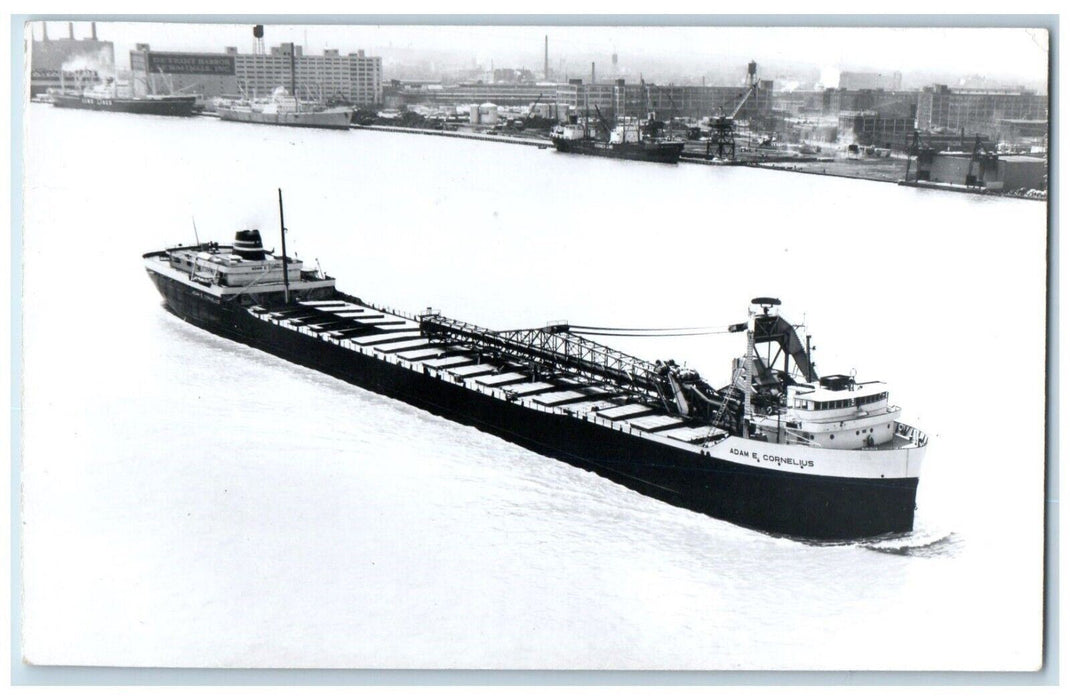 c1950's Tanker Ship Adam E Cornelius Detroit Michigan MI RPPC Photo Postcard