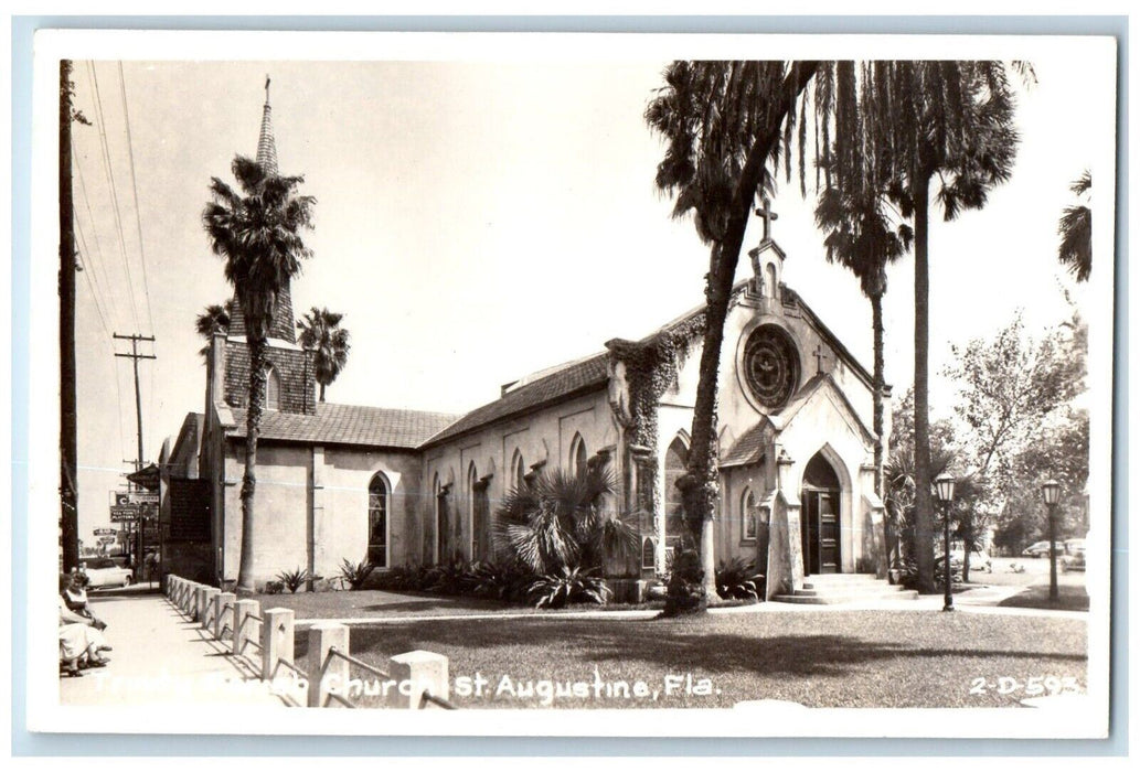c1940's Trinity Parish Church St. Augustine Florida FL RPPC Photo Postcard